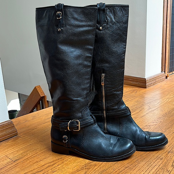 Vince Camuto Black Leather riding boots 8.5 womens shoe